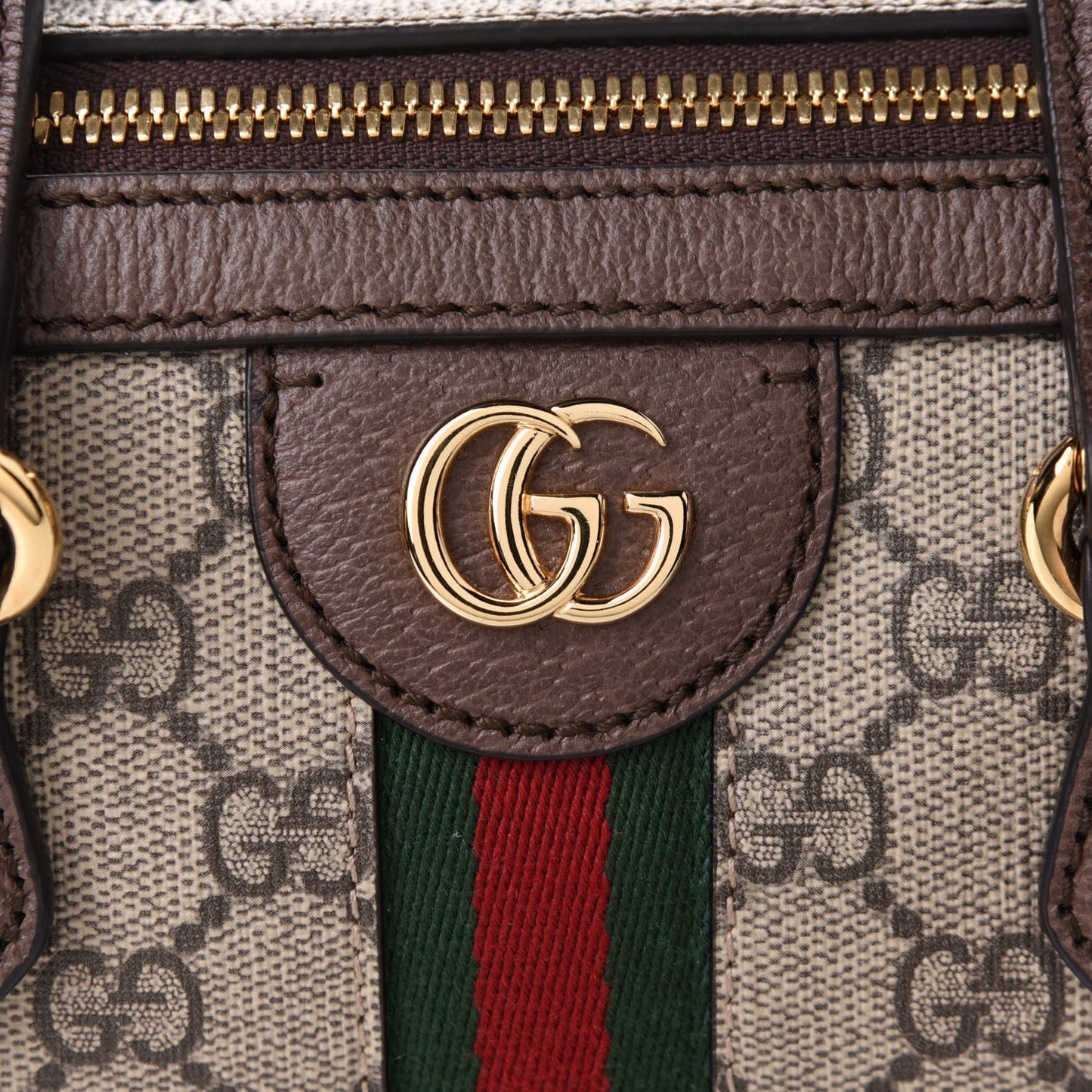 GG Supreme Monogram Web Small Ophidia Boston Bag Beige New Acero