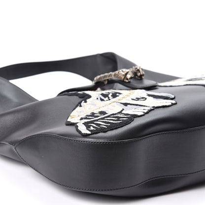 Gucci Calfskin Web Dog Embroidered Large Dionysus Hobo Black 8 of 9