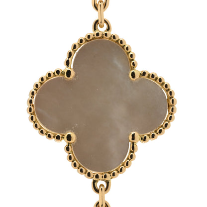 Van Cleef & Arpels 18K Yellow Gold Mother of Pearl Malachite Carnelian Tiger Eye 12 Motif Lucky Alhambra Necklace 5 of 5