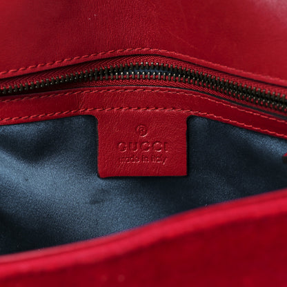 Gucci Velvet Matelasse Small GG Marmont Shoulder Bag Hibiscus Red 6 of 15