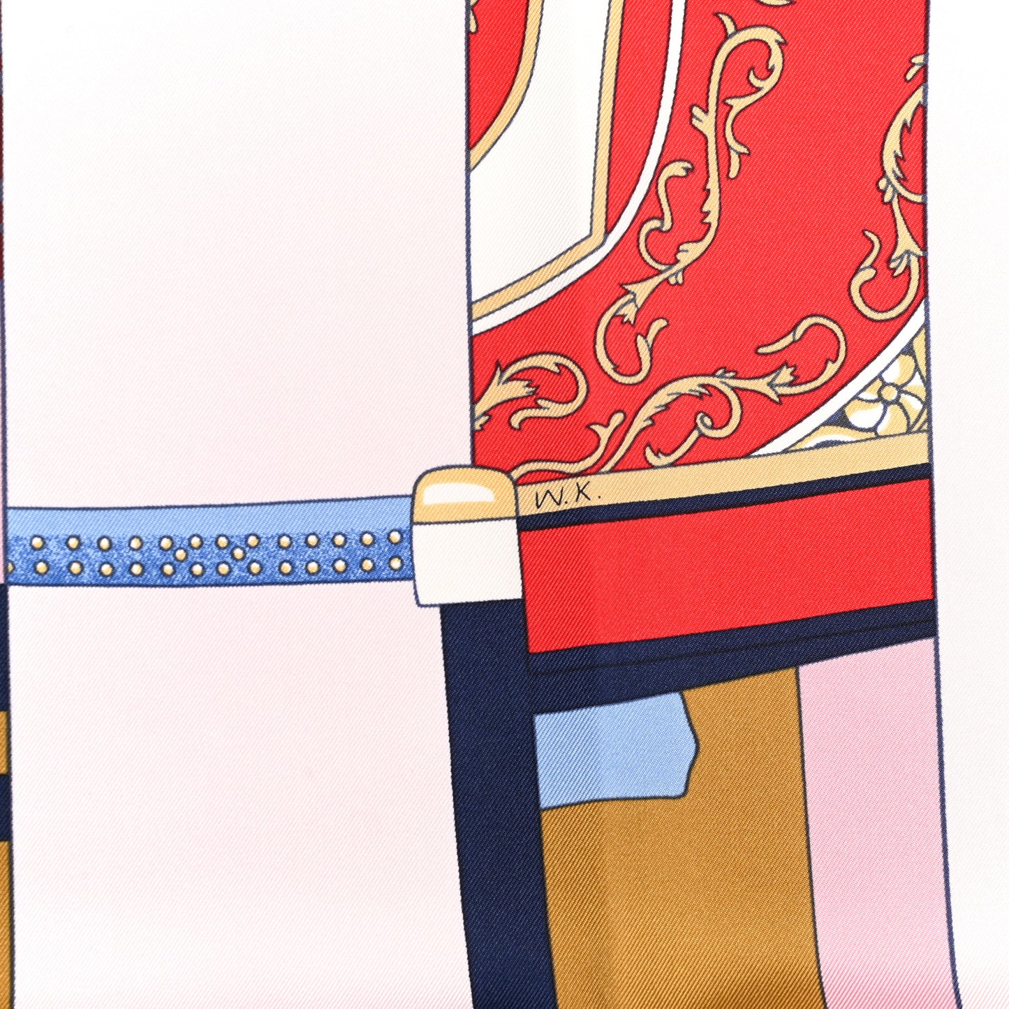 Silk La Berline Bayadere Scarf 90 Vieux Rose Rouge