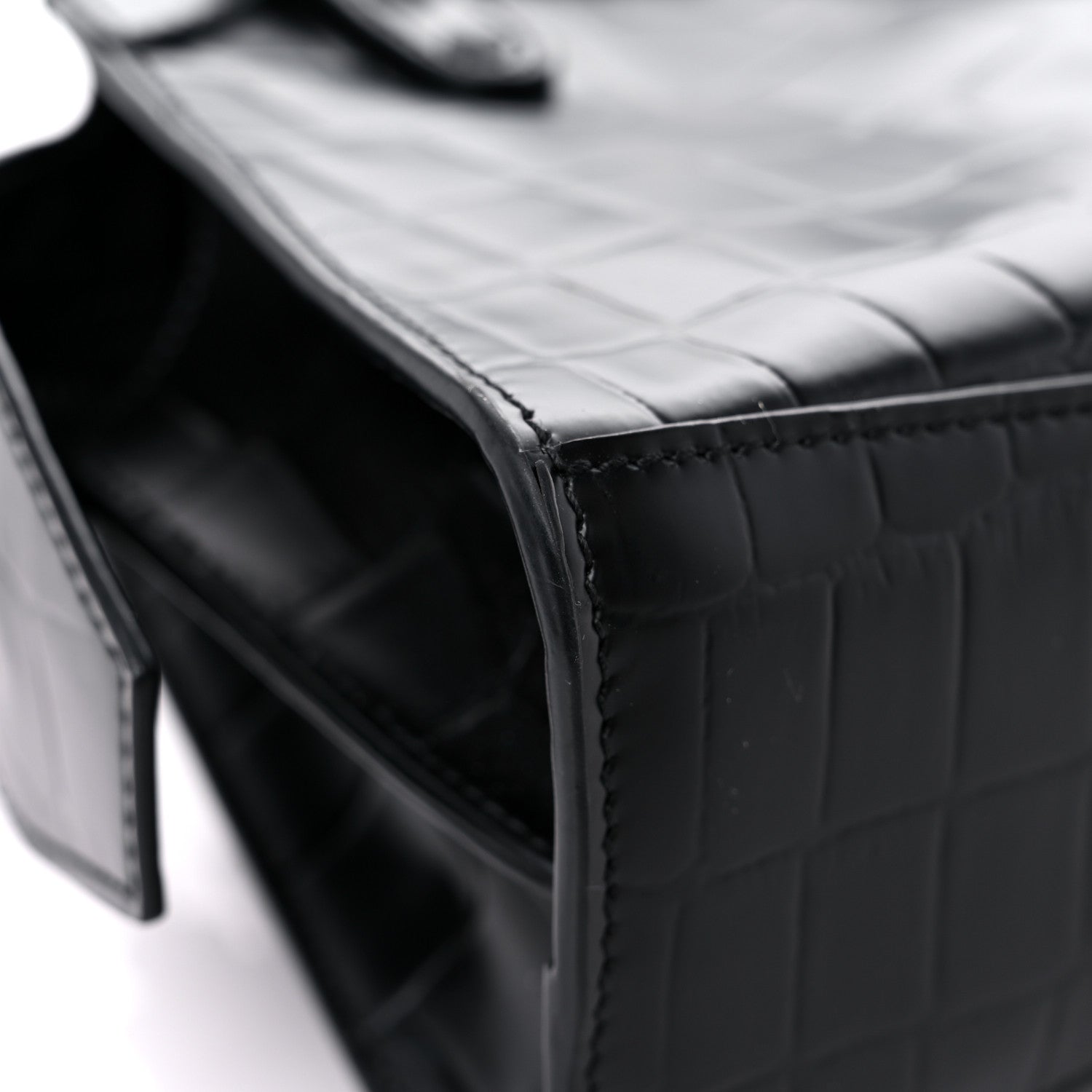 Balenciaga Semi Shiny Calfskin Crocodile Embossed Neo Classic Black Hardware Mini City Black 9 of 14