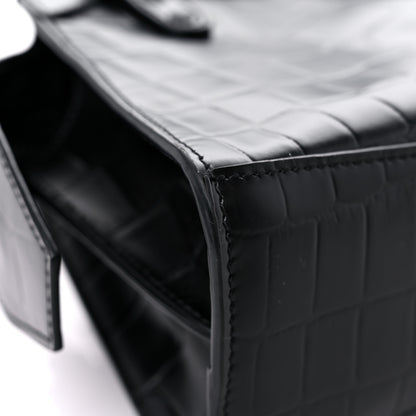 Balenciaga Semi Shiny Calfskin Crocodile Embossed Neo Classic Black Hardware Mini City Black 9 of 14