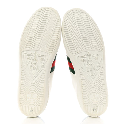 Gucci Calfskin Web Floral Embroidered Womens Ace Sneakers 37.5 White 5 of 9