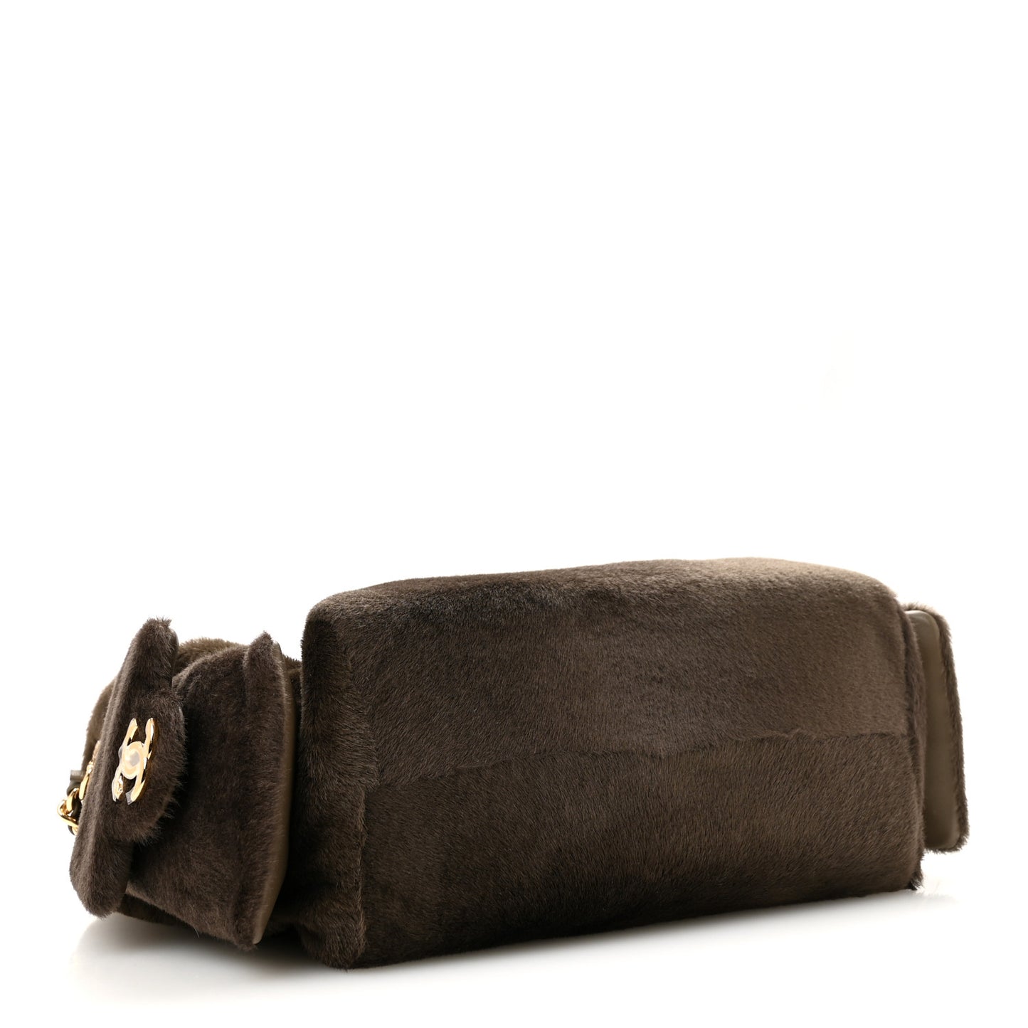 Pony Hair Mini Chanel 25 Handbag Dark Khaki