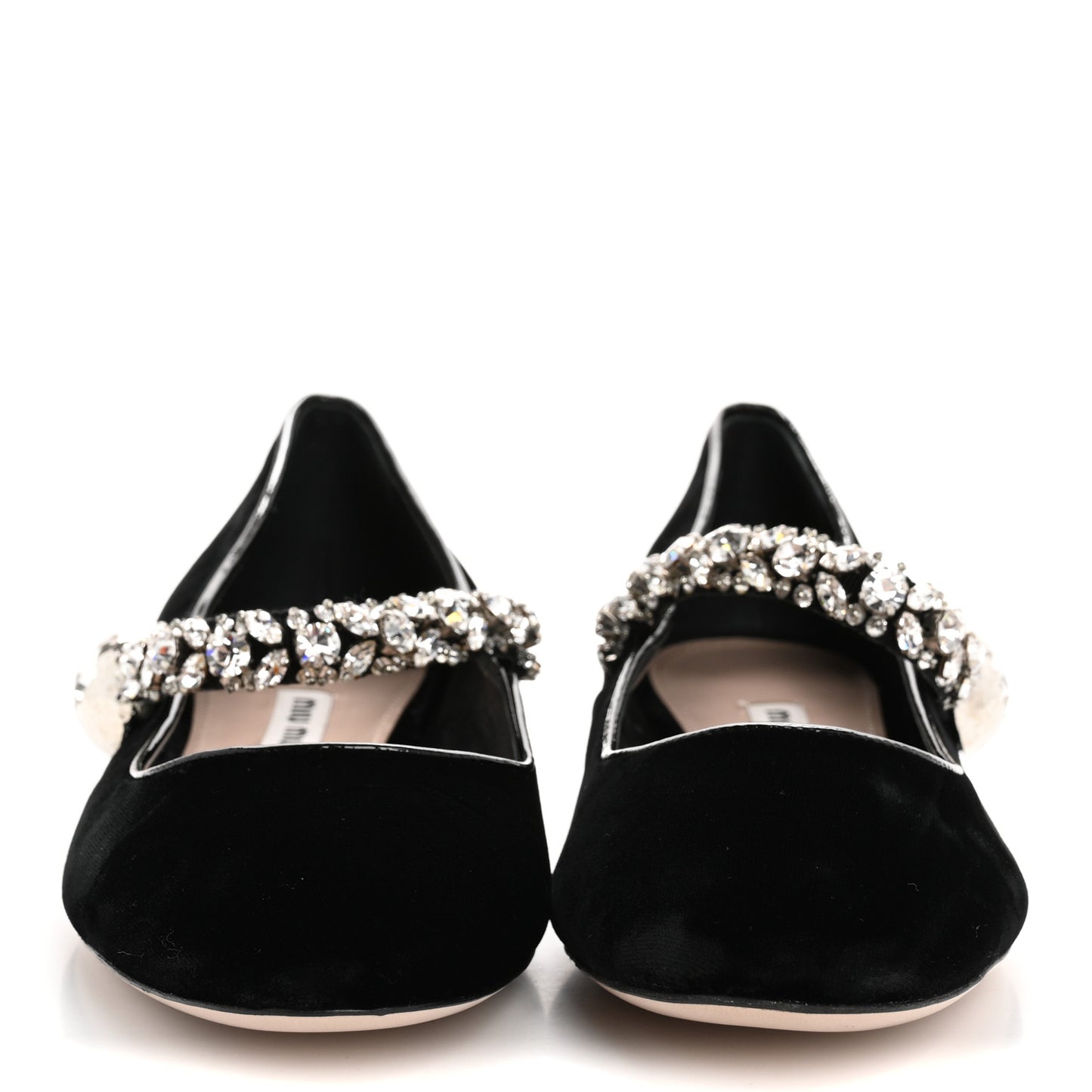 Velvet Crystal Mary Jane Flats 40 Black