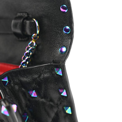 Valentino Garavani Lambskin Oil Slick Rockstud Spike Wallet on Chain Black 12 of 15