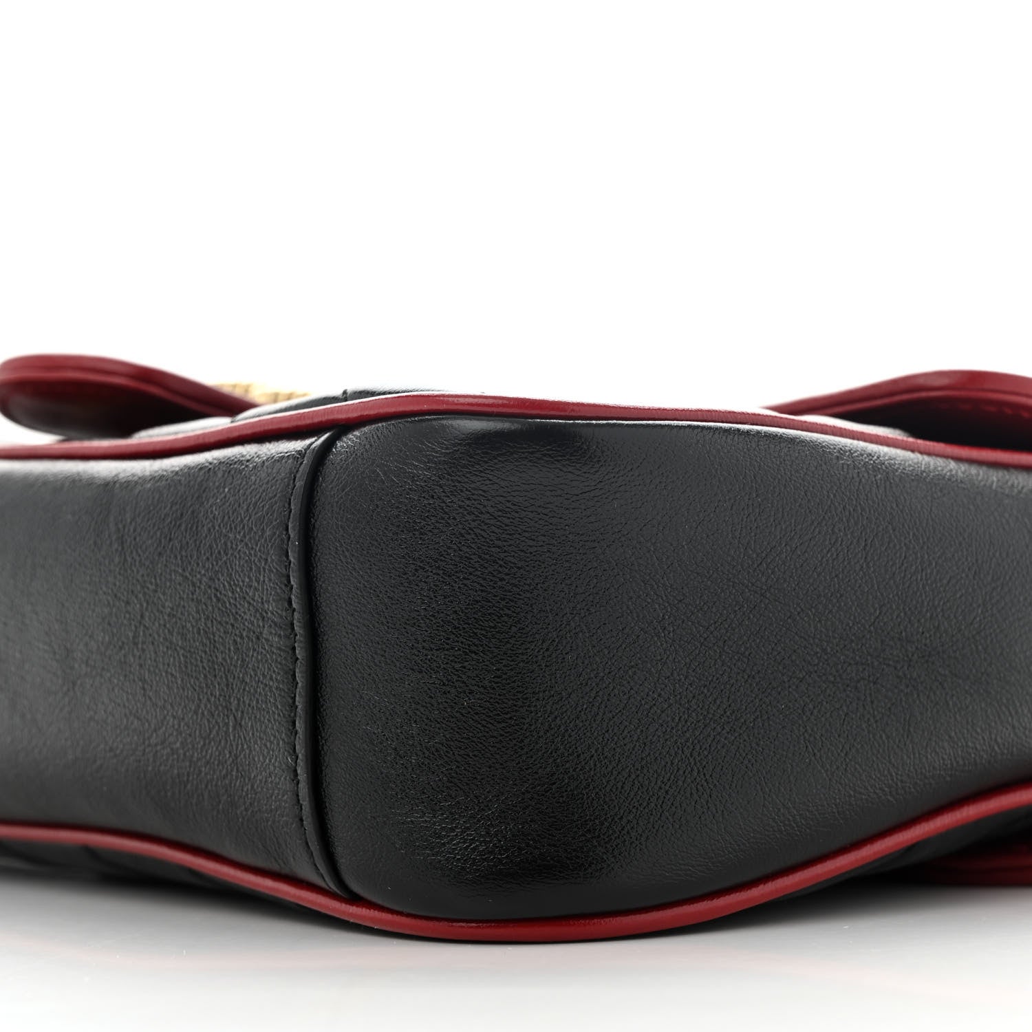 Gucci Vintage Effect Calfskin Matelasse Diagonal Small Torchon GG Marmont Shoulder Bag Black Romantic Cherry 10 of 10