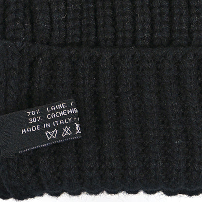 Chanel Wool Cashmere Knit Fingerless Gloves Black White 4 of 4
