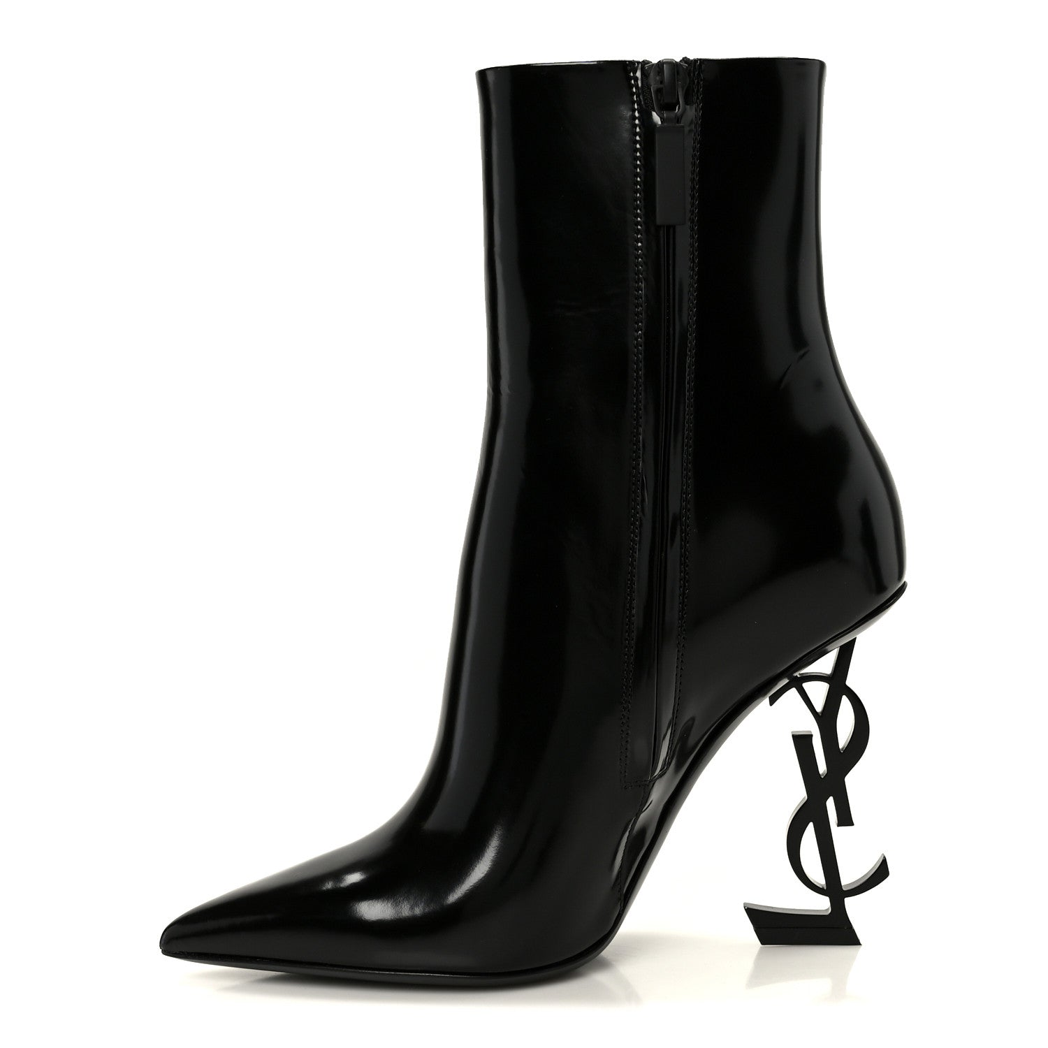 Saint Laurent Glazed Calfskin Opyum 110 Ankle Boots 36 Black 1 of 9
