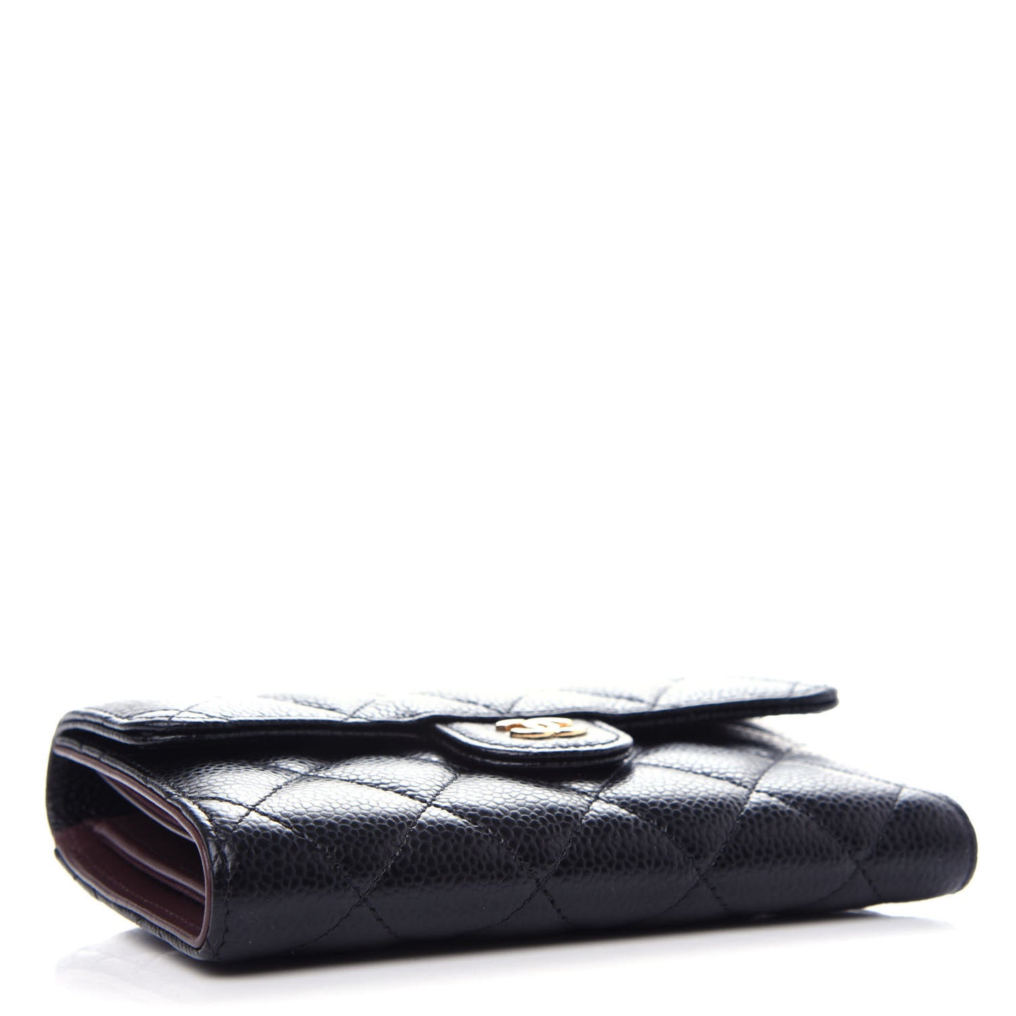 Caviar Quilted Medium Flap Wallet Black