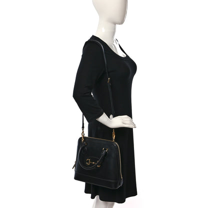 Gucci Boarded Plutone Calfskin Small Horsebit 1955 Top Handle Bag Black 2 of 8