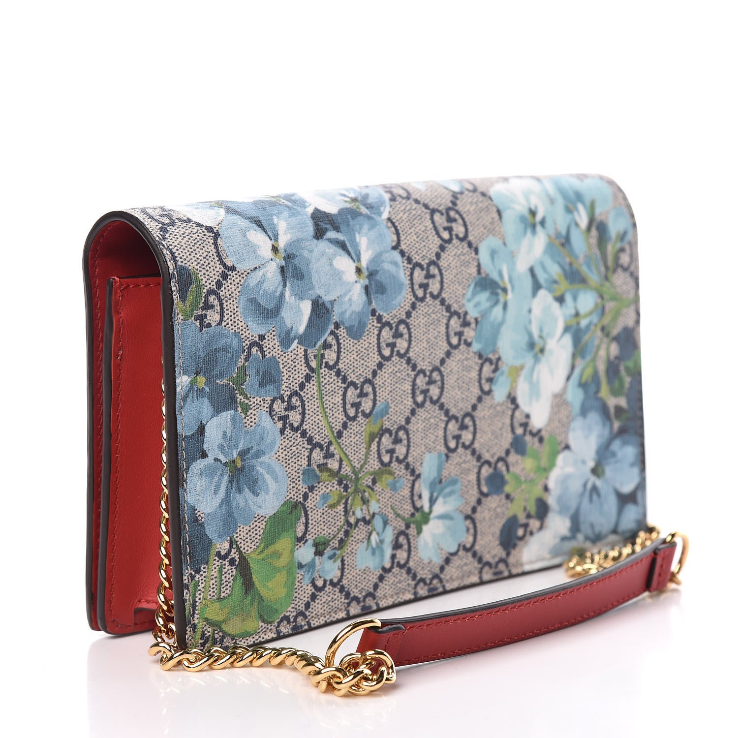 Gucci GG Supreme Monogram Blooms Chain Wallet Blue 3 of 10