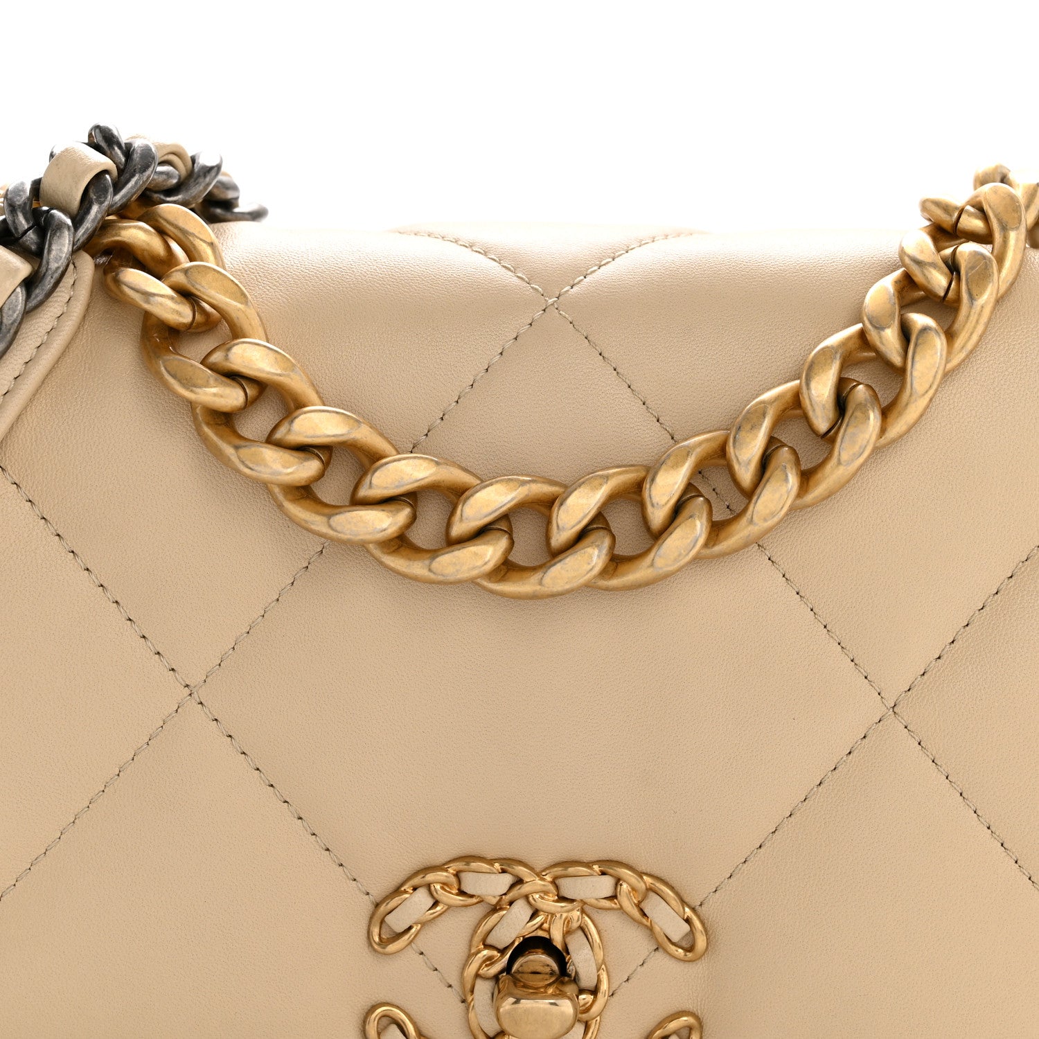 Chanel Lambskin Quilted Medium Chanel 19 Flap Beige 8 of 14
