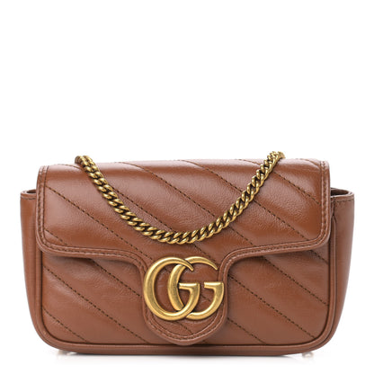 Gucci Azalea Calfskin Matelasse Diagonal Super Mini GG Marmont Shoulder Bag Cuir 1 of 11