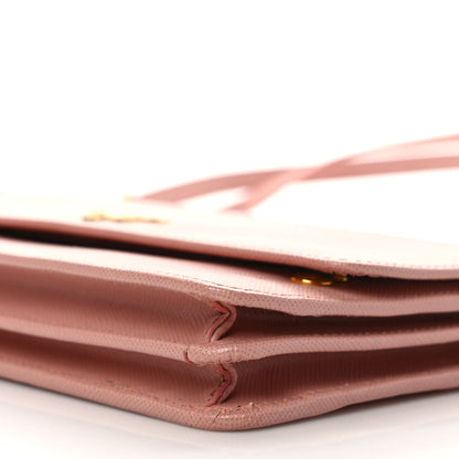 Prada Saffiano Metal Flap Wallet With Strap Orchidea 9 of 10