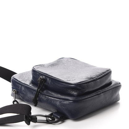 Balenciaga Agneau Logo Explorer Crossbody Messenger Bag Bleu 3 of 9