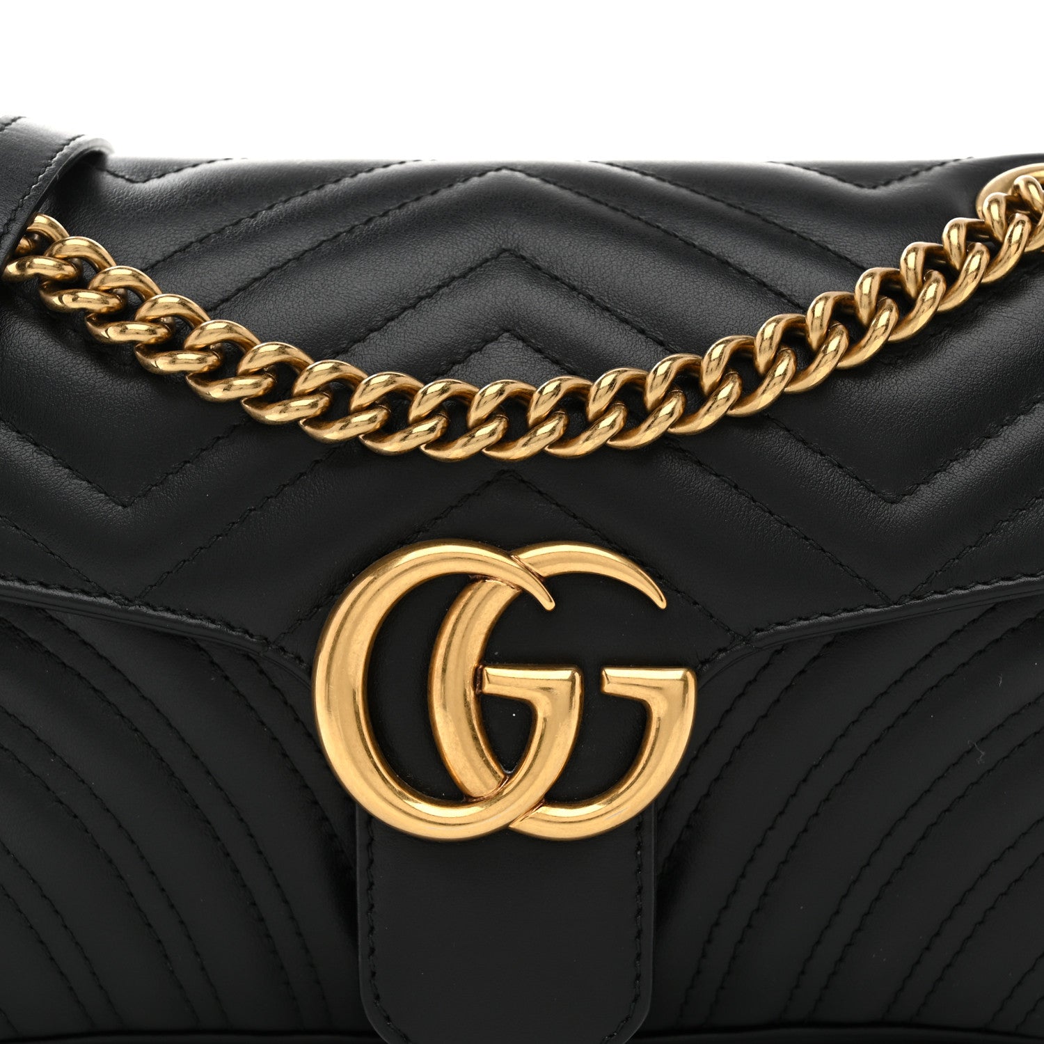 Gucci Calfskin Matelasse Small GG Marmont Shoulder Bag Black 9 of 11