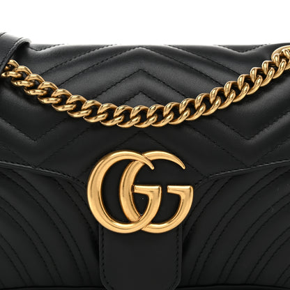 Gucci Calfskin Matelasse Small GG Marmont Shoulder Bag Black 9 of 11