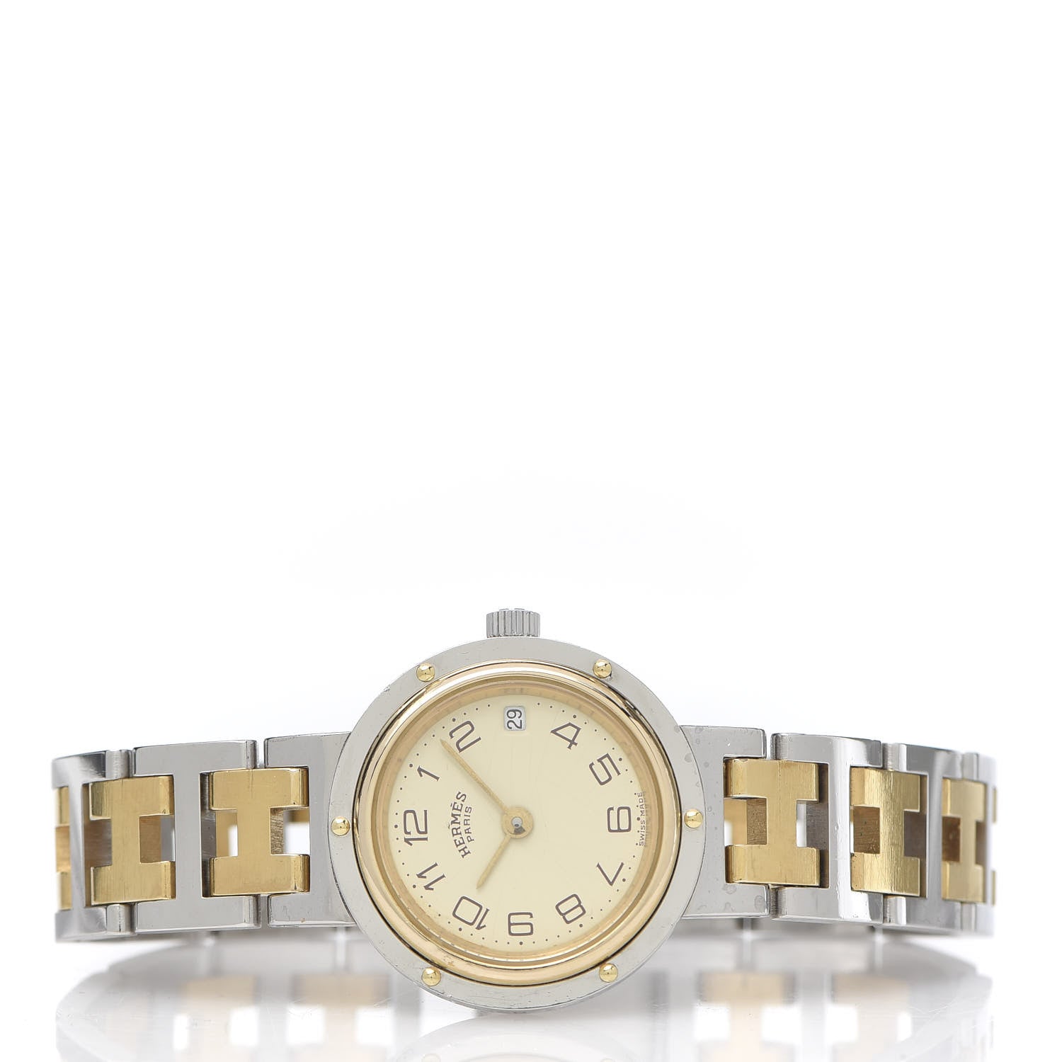 Hermes Stainless Steel 24mm Clipper Quartz Watch Gold 3 of 6