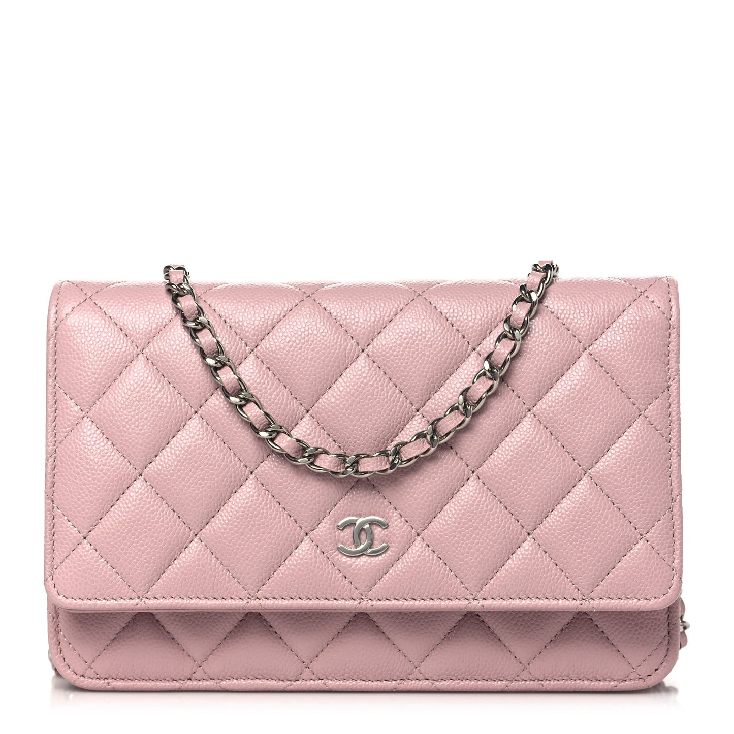 Caviar Quilted Wallet on Chain WOC Light Pink