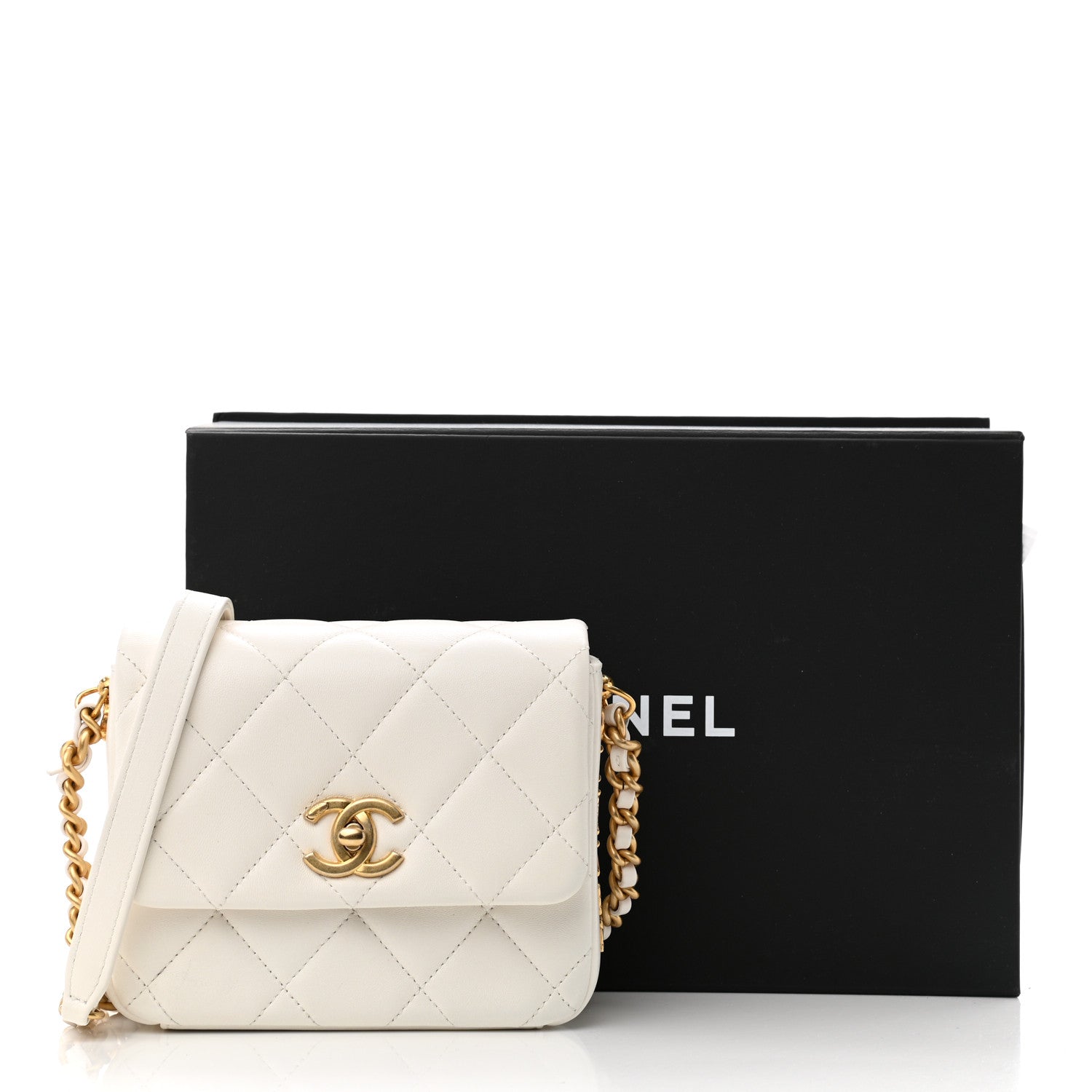 Chanel Lambskin Quilted Mini Side Note Flap White 12 of 12