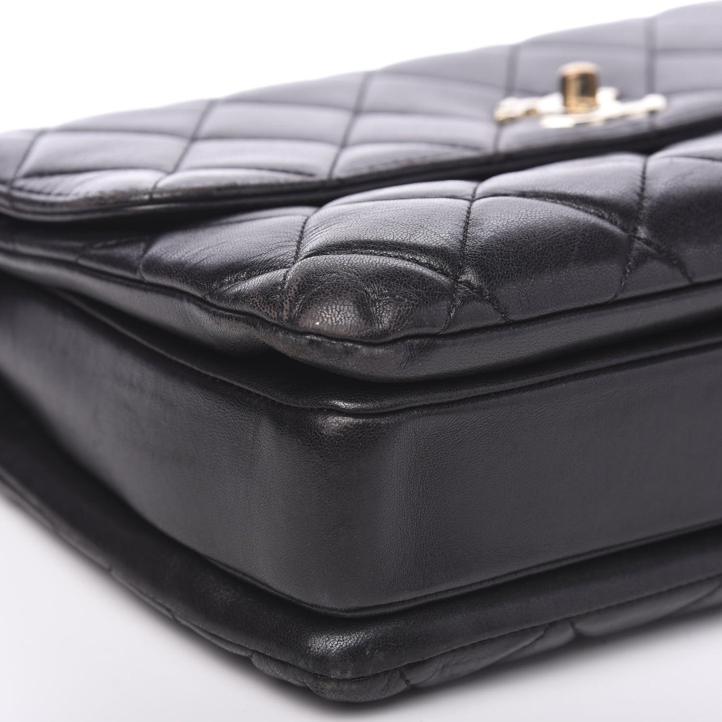 Lambskin Quilted Medium Trendy CC Flap Dual Handle Bag Black