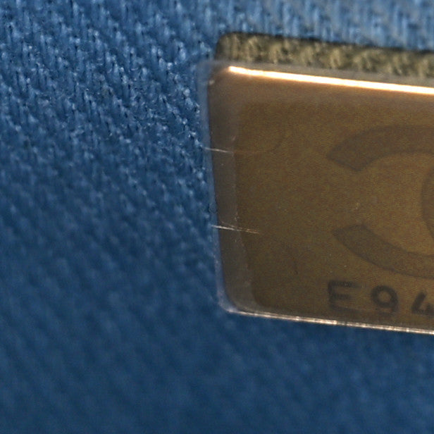 Denim Printed Destination Chenonceau Bowling Bag Blue Grey White