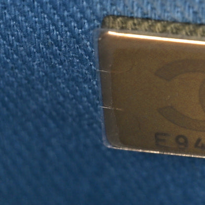 Chanel Denim Printed Destination Chenonceau Bowling Bag Blue Grey White 7 of 9