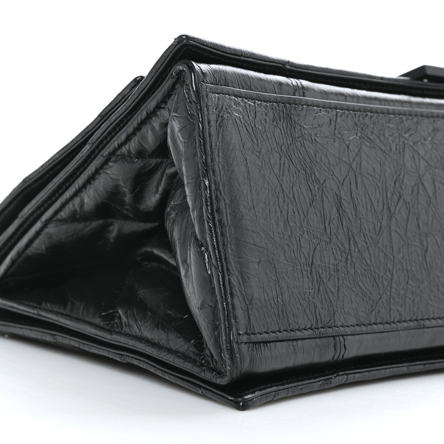 Balenciaga Crushed Calfskin Quilted Matte Black Hardware Medium Crush Chain Bag Black 8 of 9