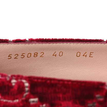 Gucci Velvet GG Monogram Sylvie Web Chain Mid Heel Loafers 40 Red Cipria 7 of 11