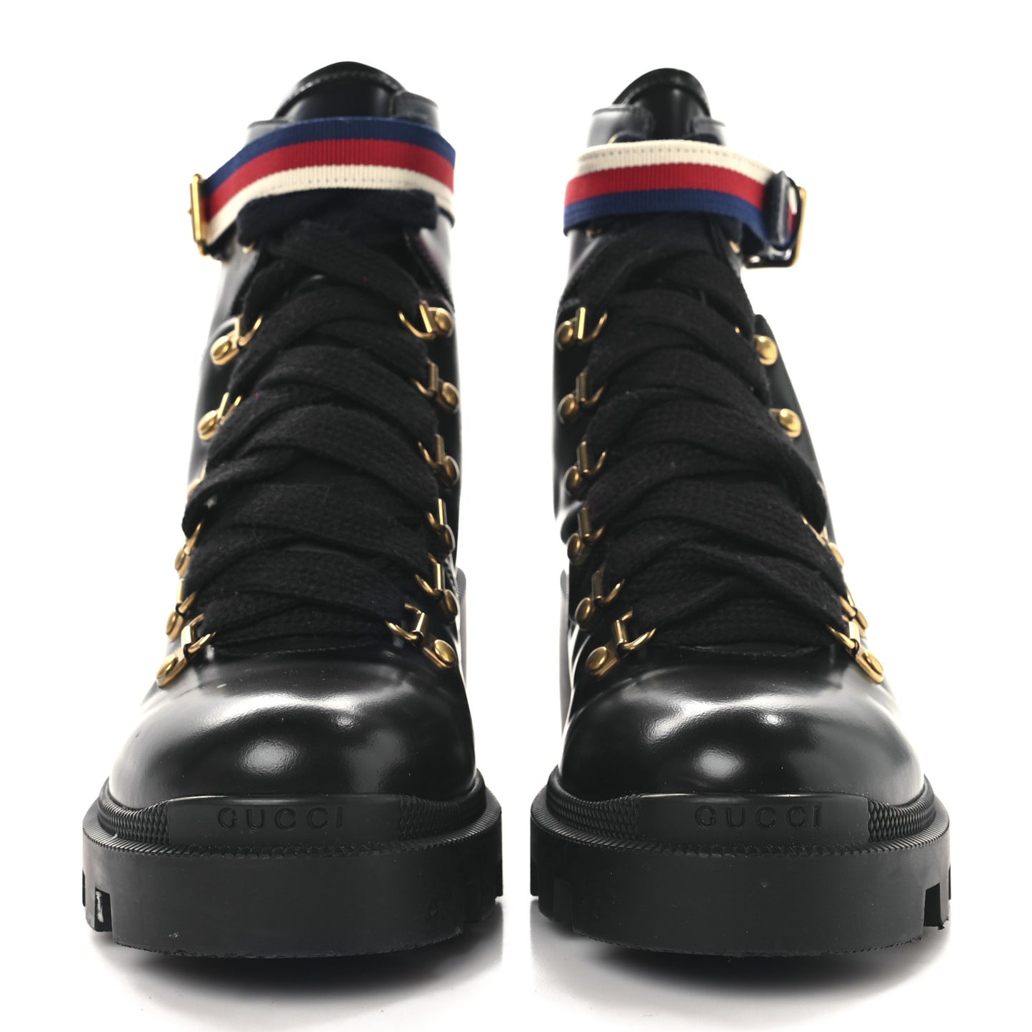 Calfskin Sylvie Web Womens Lace Up Combat Boots 38.5 Black