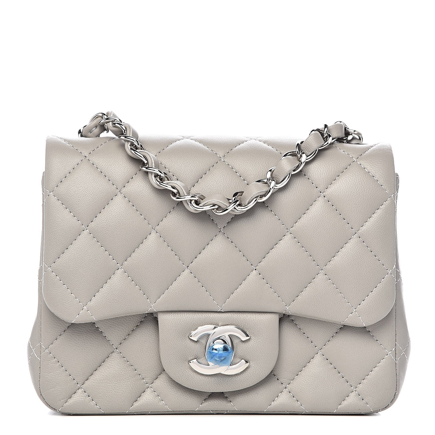 Chanel Lambskin Quilted Mini Square Flap Light Grey 1 of 11