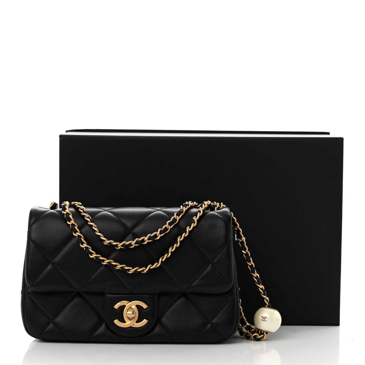 Chanel Lambskin Quilted Pearl Small Flap Black 11 of 11