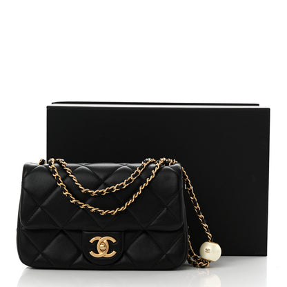Chanel Lambskin Quilted Pearl Small Flap Black 11 of 11