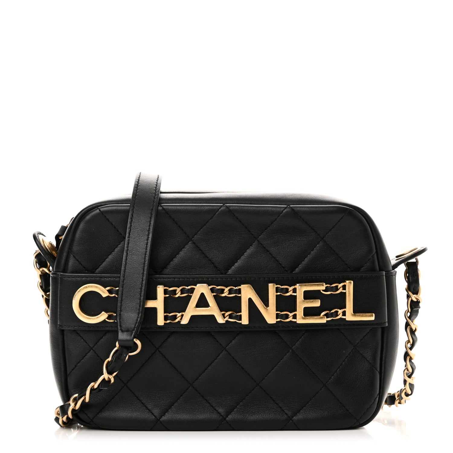 Chanel Calfskin Quilted Enchained Camera Case Bag Black 1 of 10