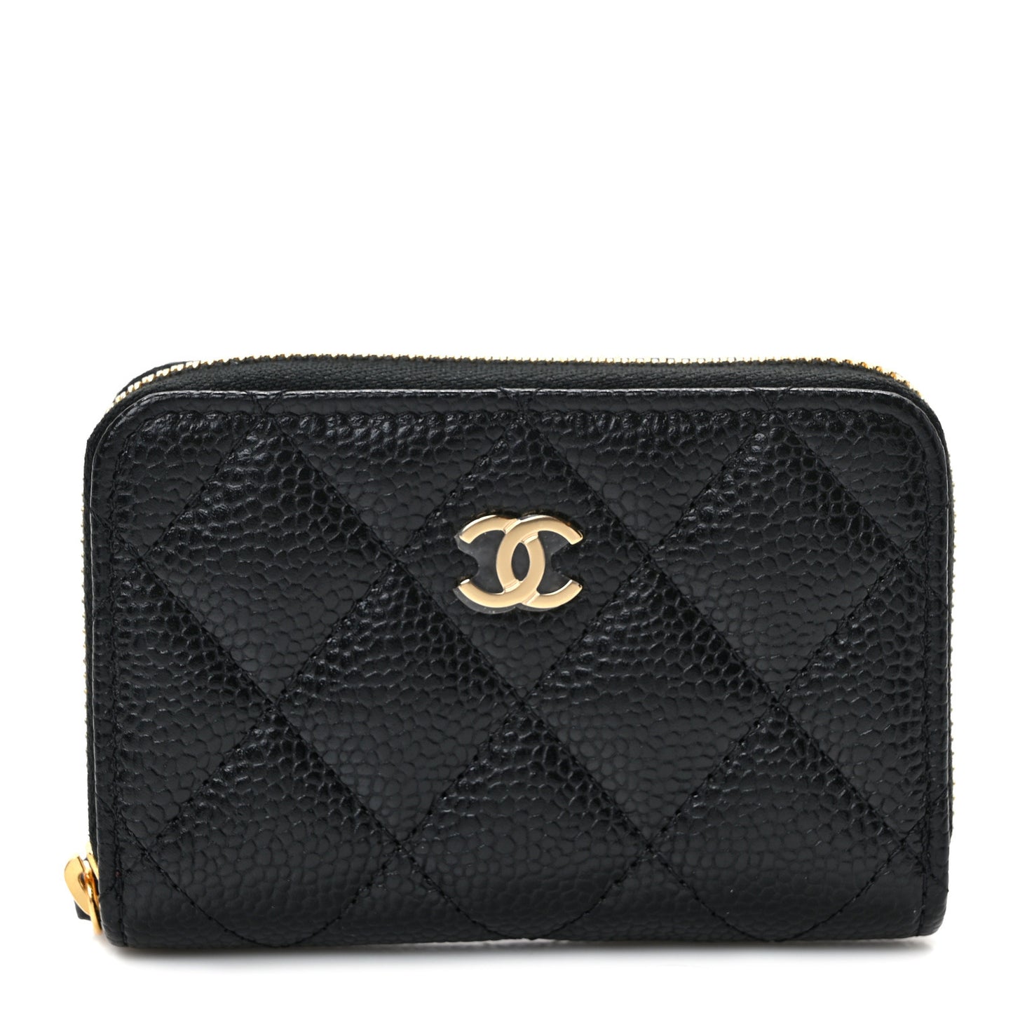 Caviar Quilted Zip Coin Purse Black