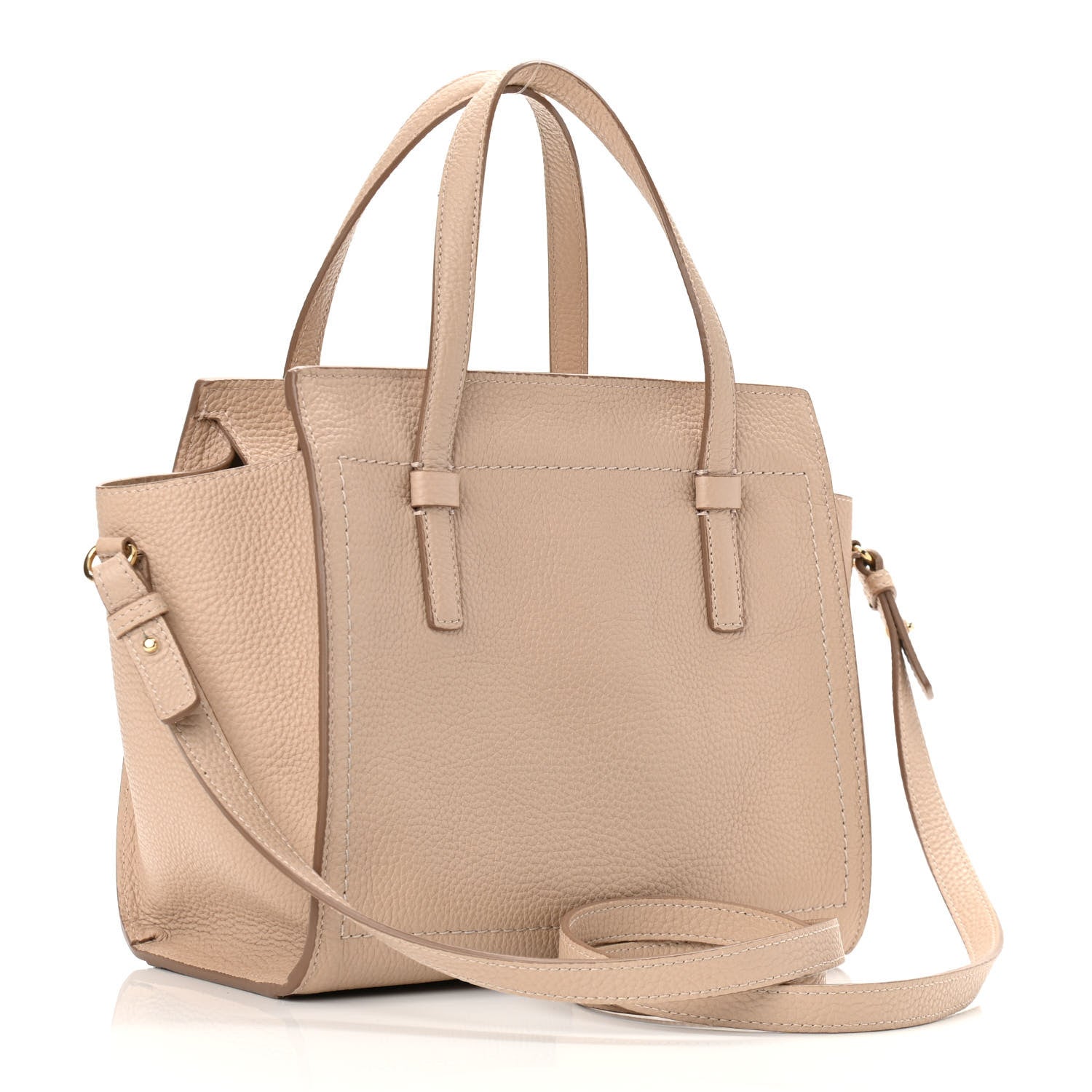 Salvatore Ferragamo Hammered Calfskin Double Handle Small Amy Tote Cumin 3 of 10