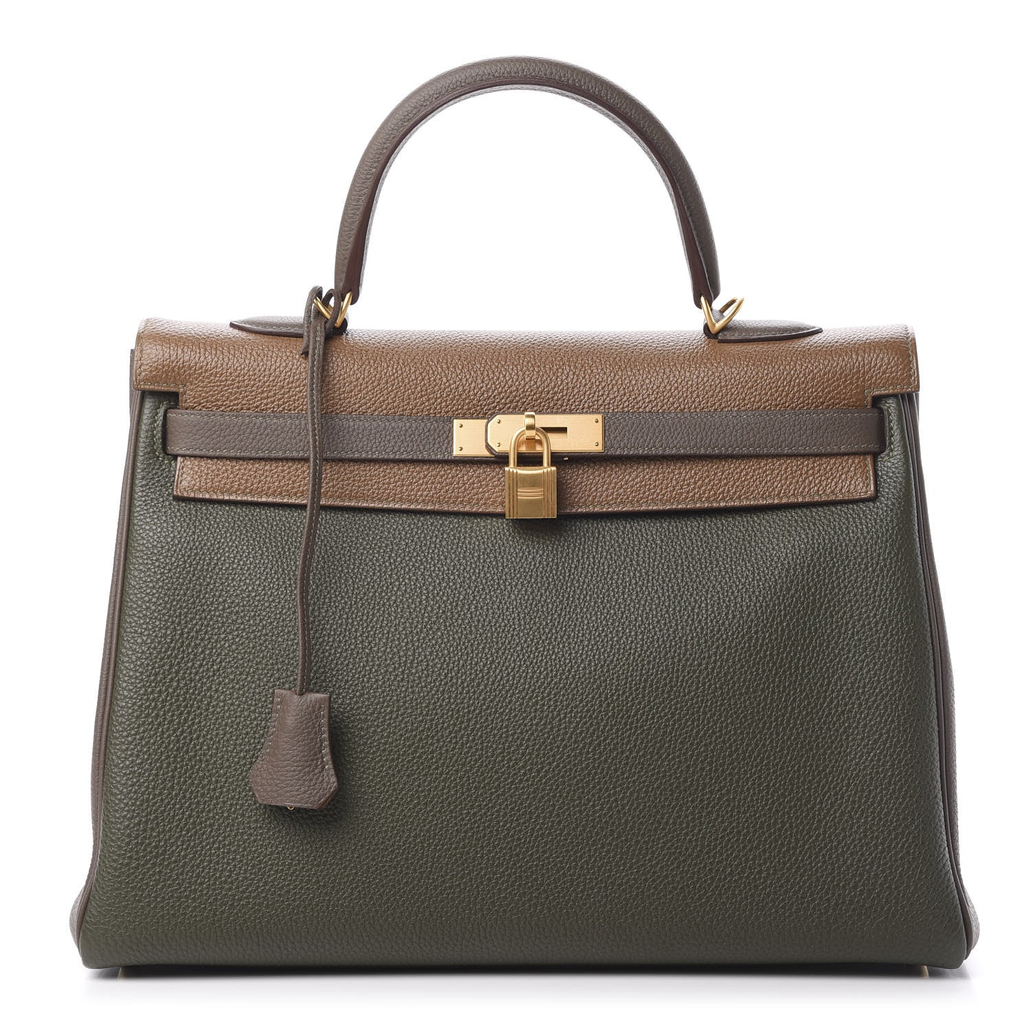 Hermes Togo Horseshoe Kelly Retourne 35 Vert Olive Eucalyptus Origan 1 of 11