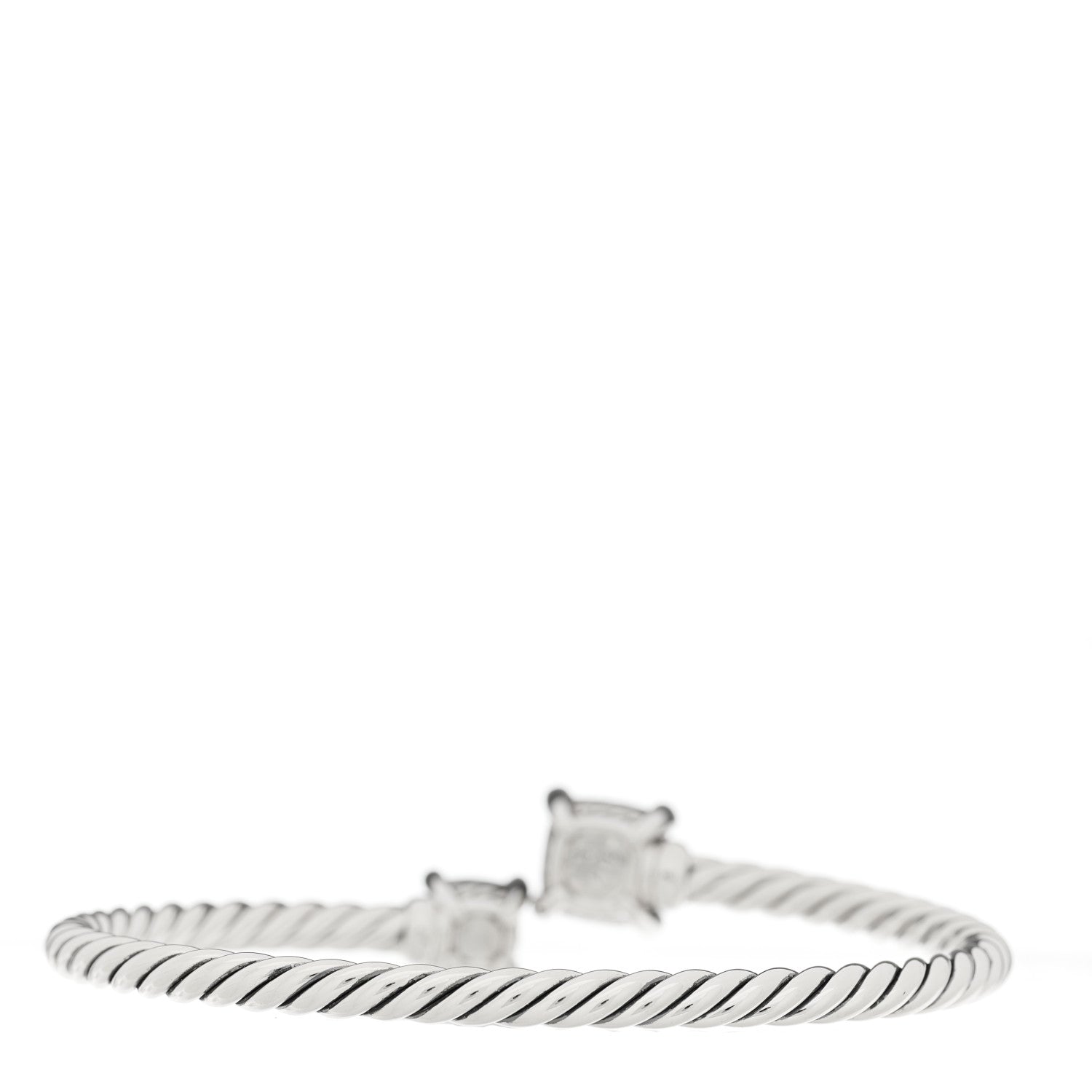 David Yurman Sterling Silver Black Onyx Hematite Diamond 4mm Chatelaine Bypass Bracelet 2 of 3