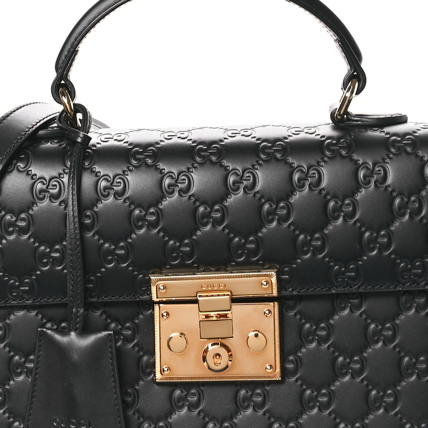 Guccissima Signature Small Padlock Top Handle Bag Black