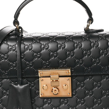 Gucci Guccissima Signature Small Padlock Top Handle Bag Black 8 of 11