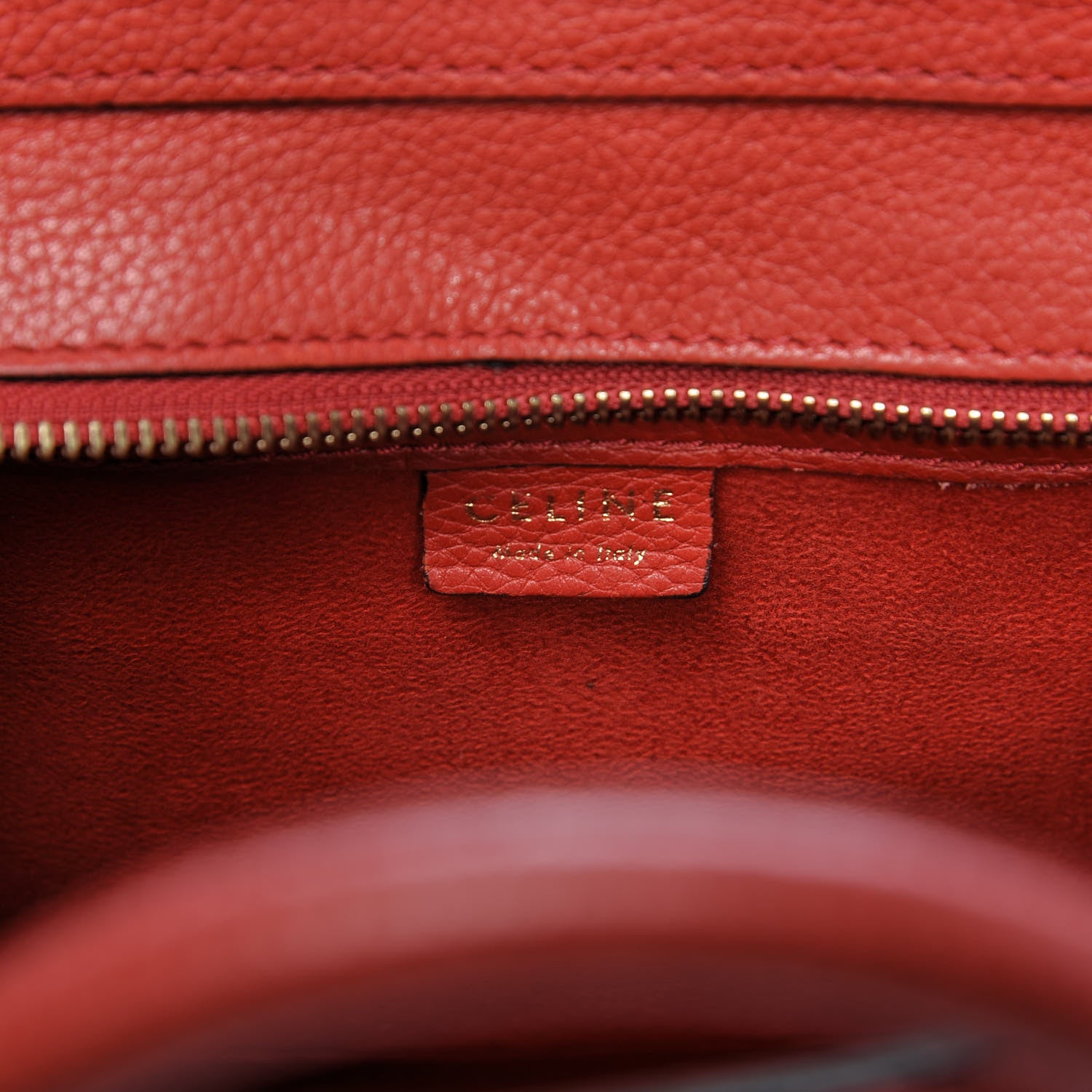 Celine Drummed Calfskin Nano Luggage Coquelicot 6 of 12