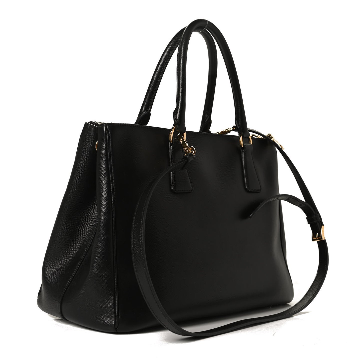 Saffiano Large Galleria Double Zip Tote Black