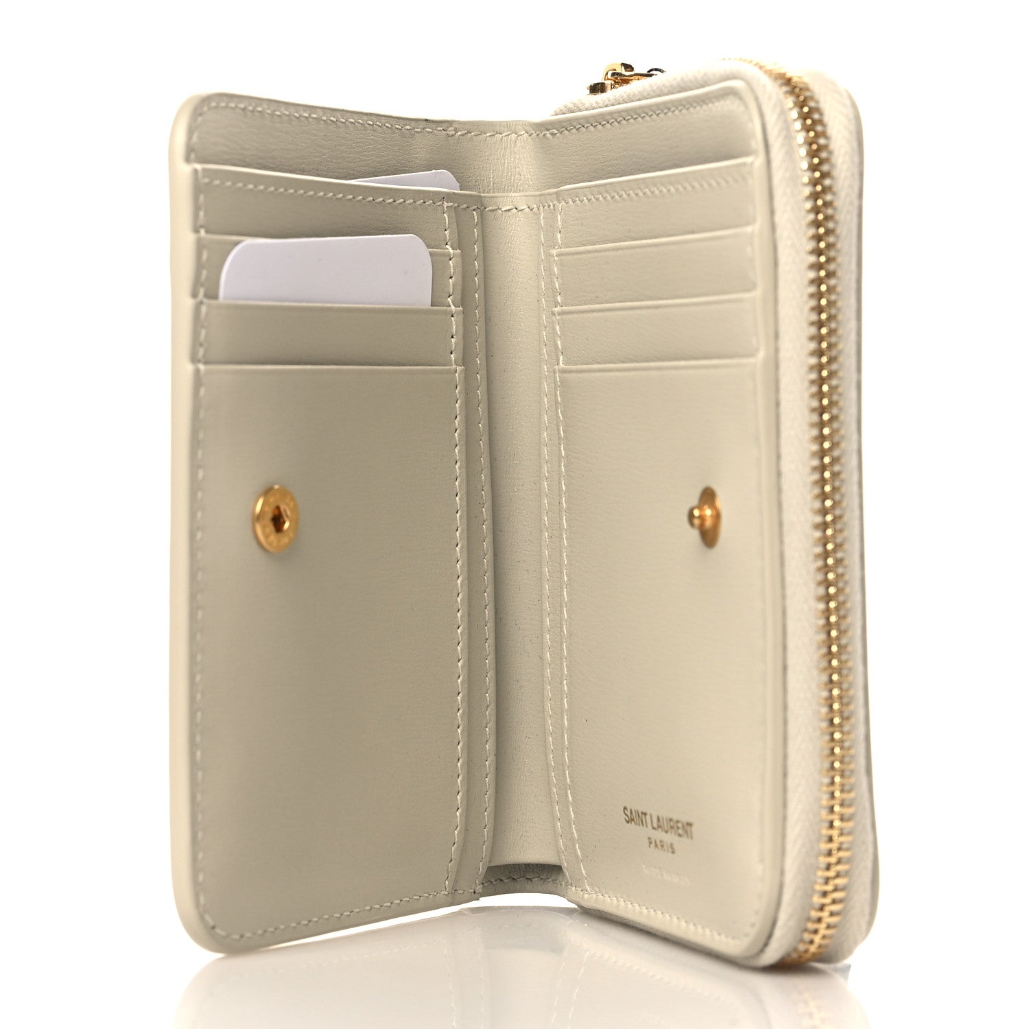 Saint Laurent Calfskin Compact Zip Around Wallet Crema Soft 5 of 6