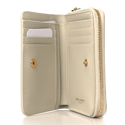 Saint Laurent Calfskin Compact Zip Around Wallet Crema Soft 5 of 6