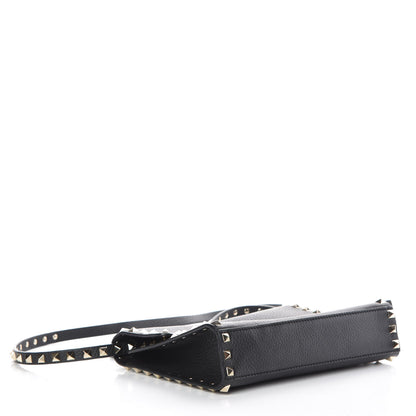 Valentino Garavani Pebbled Calfskin Medium Rockstud Flip Lock Crossbody Bag Black 4 of 10