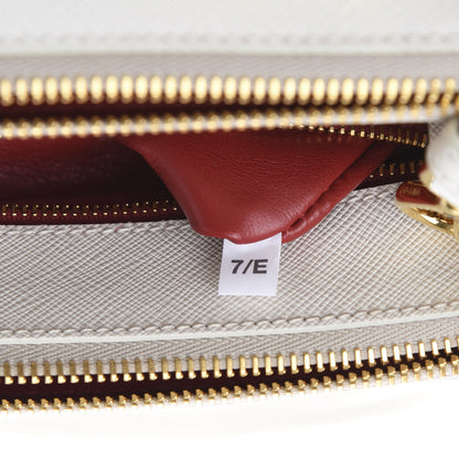 Prada Saffiano Micro Galleria Double Zip Qixi Tote White Fuoco 6 of 12