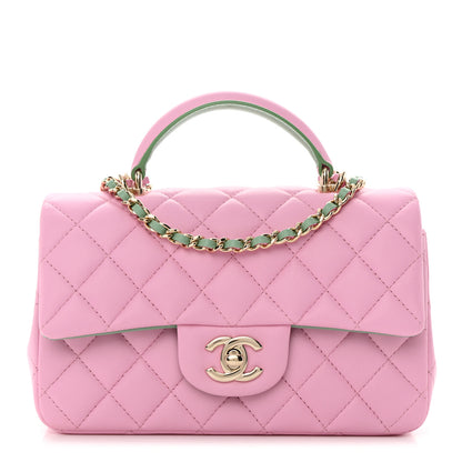 Chanel Lambskin Quilted Mini Top Handle Rectangular Flap Lilac Light Green 1 of 11