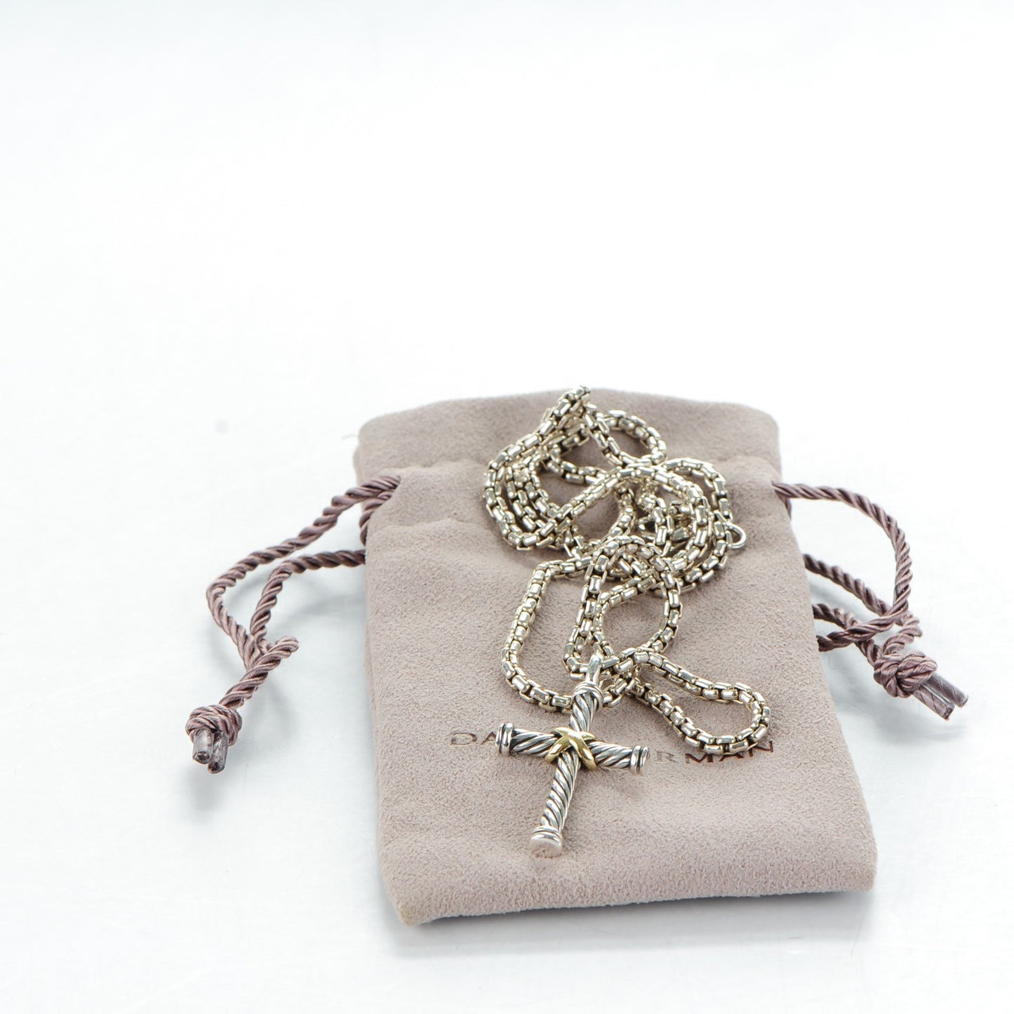 Sterling Silver 18K Yellow Gold 29mm Cable Cross Pendant Necklace